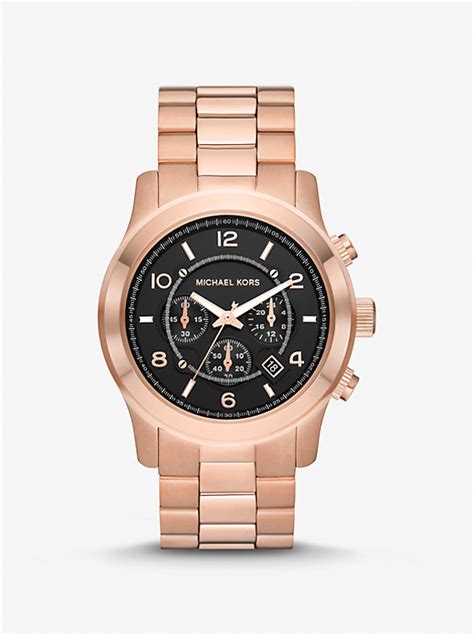 michael kors oversized runway rose gold watch|oversized runway white tone watch.